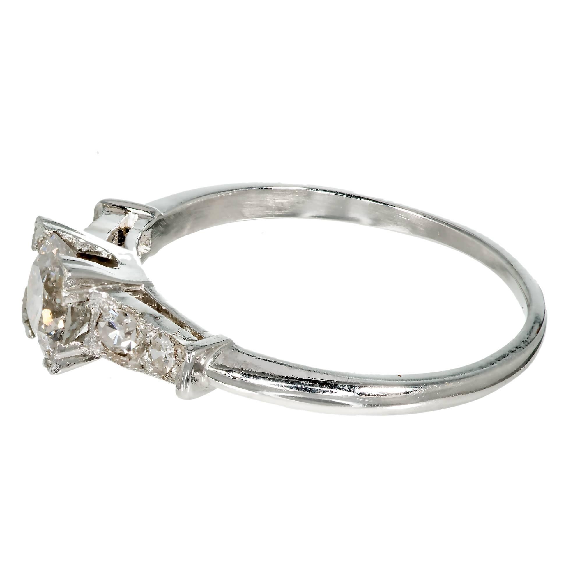 Women's 1930s Art Deco Natural Faint Gray Diamond Platinum Engagement Ring