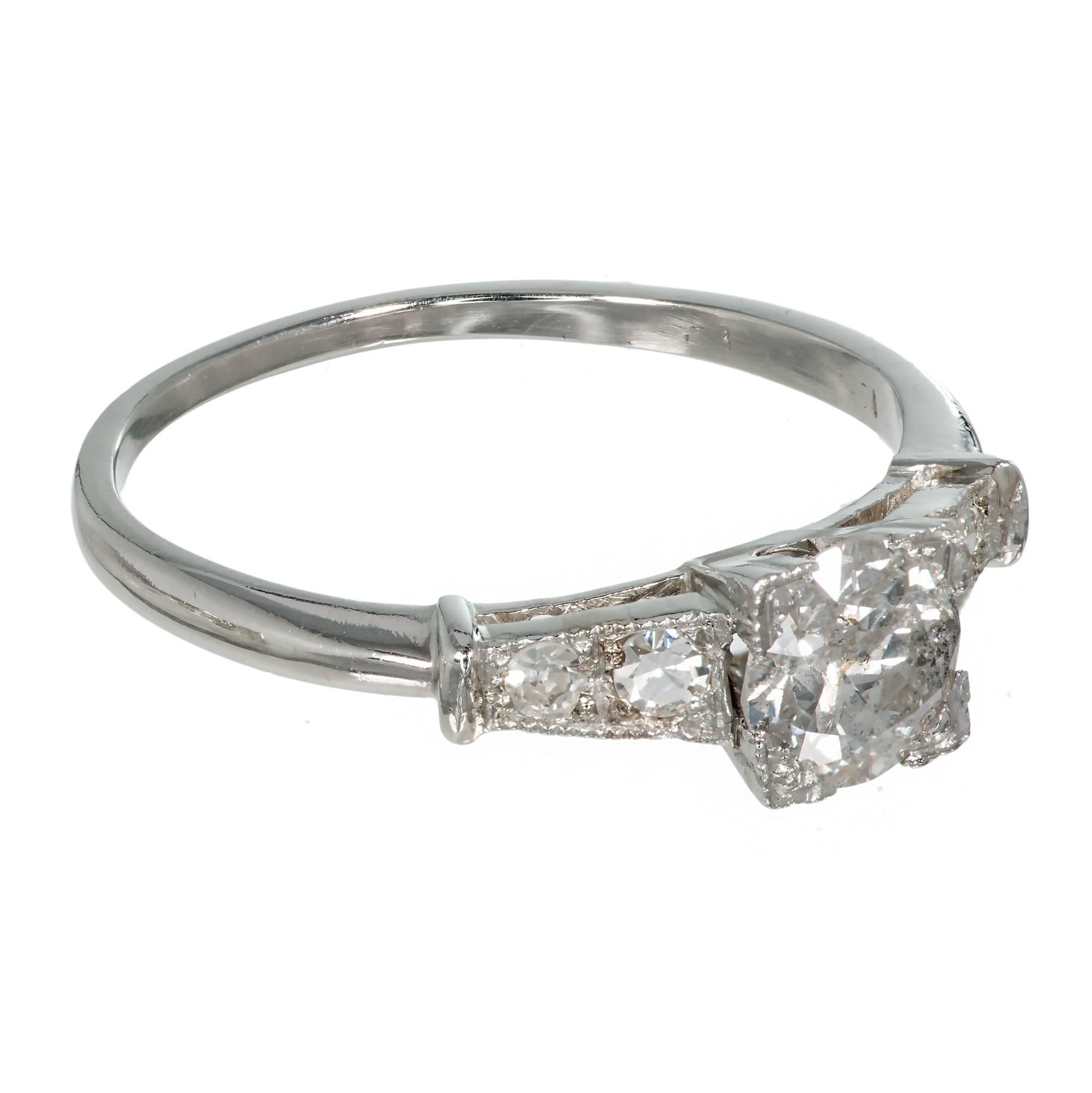 1930s Art Deco Natural Faint Gray Diamond Platinum Engagement Ring