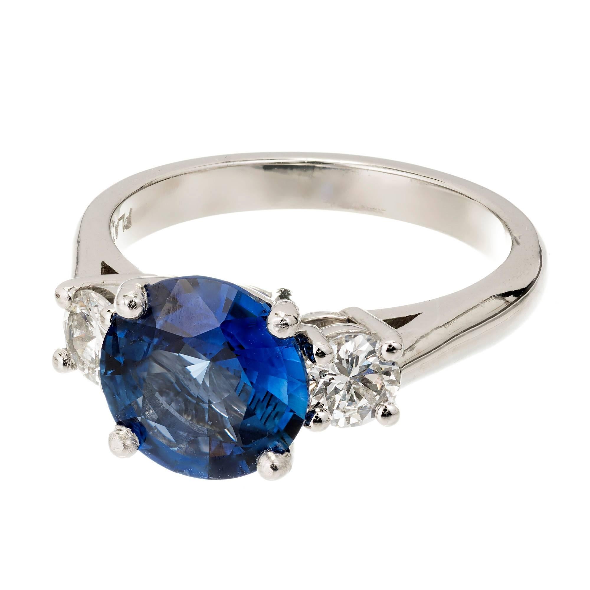 Peter Suchy 2.19 Carat Ceylon Sapphire Diamond Platinum Engagement Ring 1