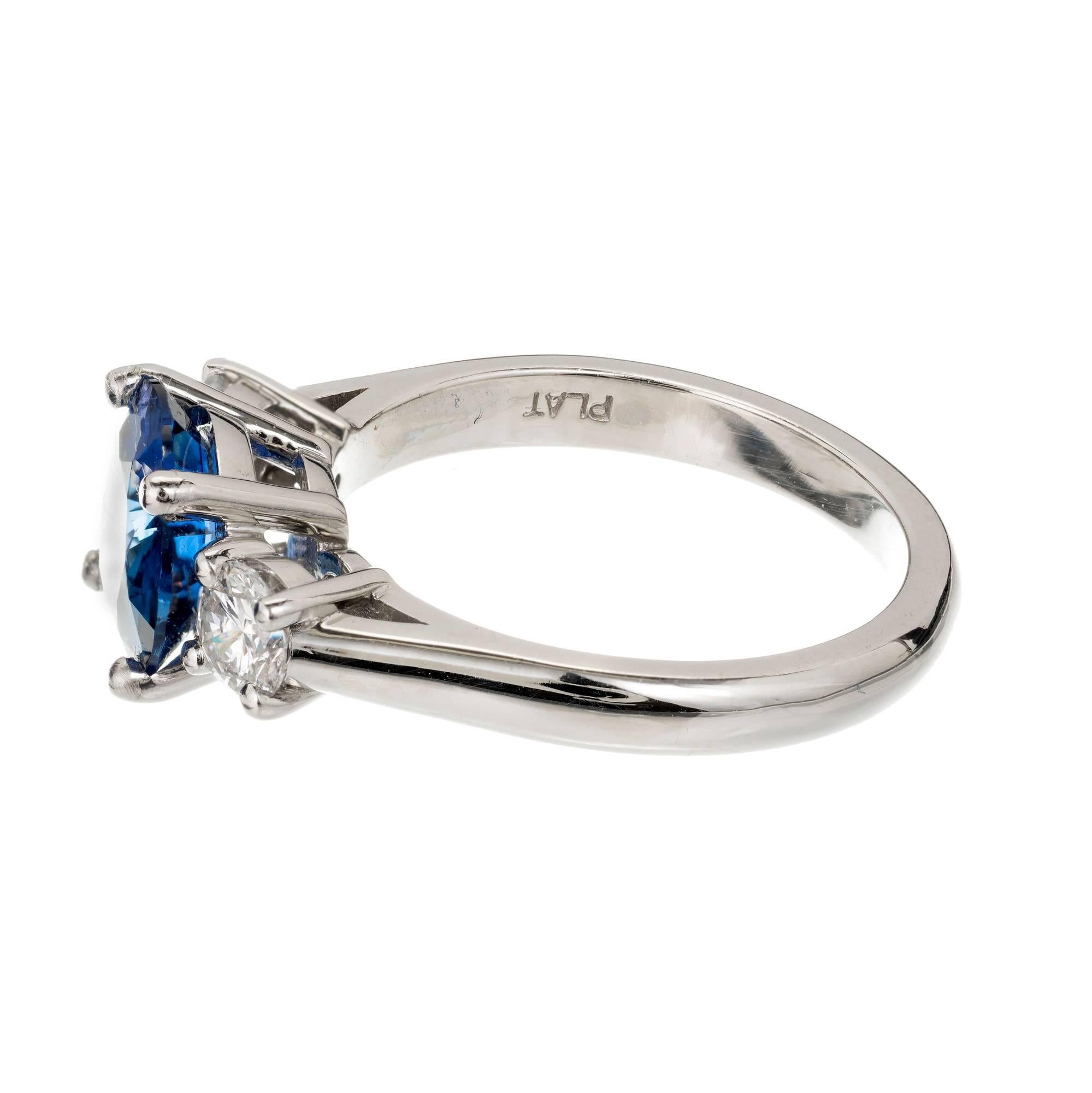 Peter Suchy 2.19 Carat Ceylon Sapphire Diamond Platinum Engagement Ring 2