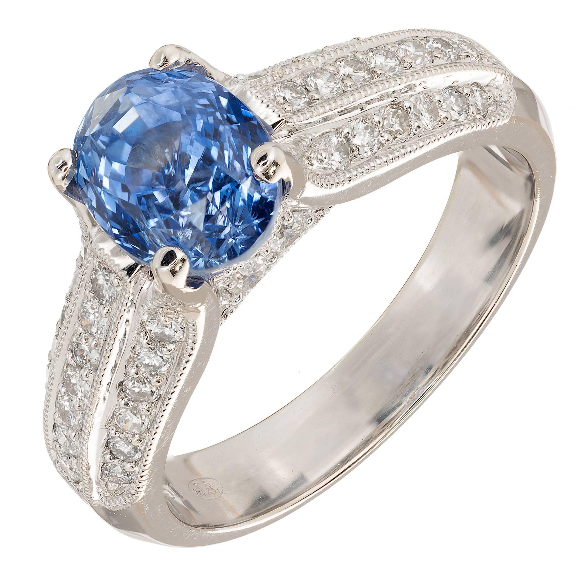 Gia Verlobungsring, zertifizierter 2,64 Karat ovaler Saphir Diamant Gold