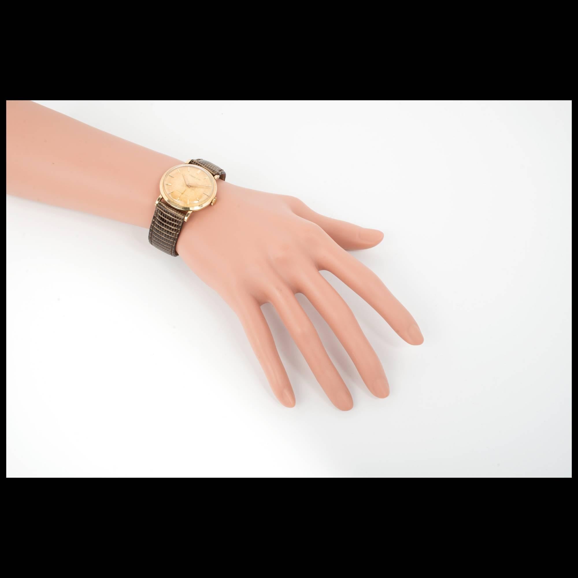 Tiffany & Co. Movado Gelbgold Herrenarmbanduhr, um 1951 im Angebot 4