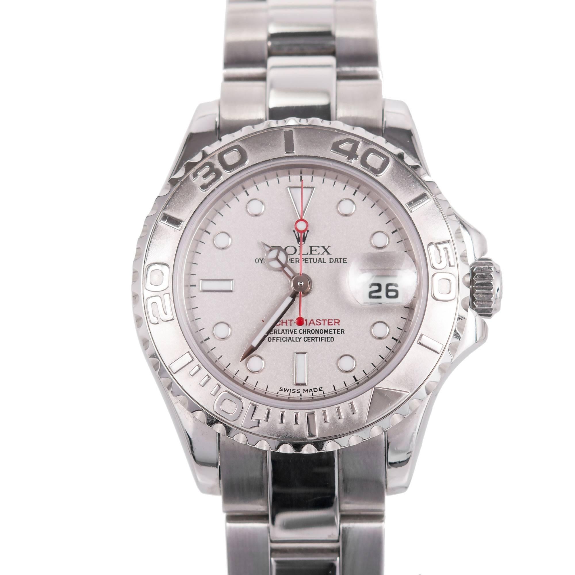 Rolex Ladies Stainless Steel Platinum Yachtmaster Wristwatch Ref 169622