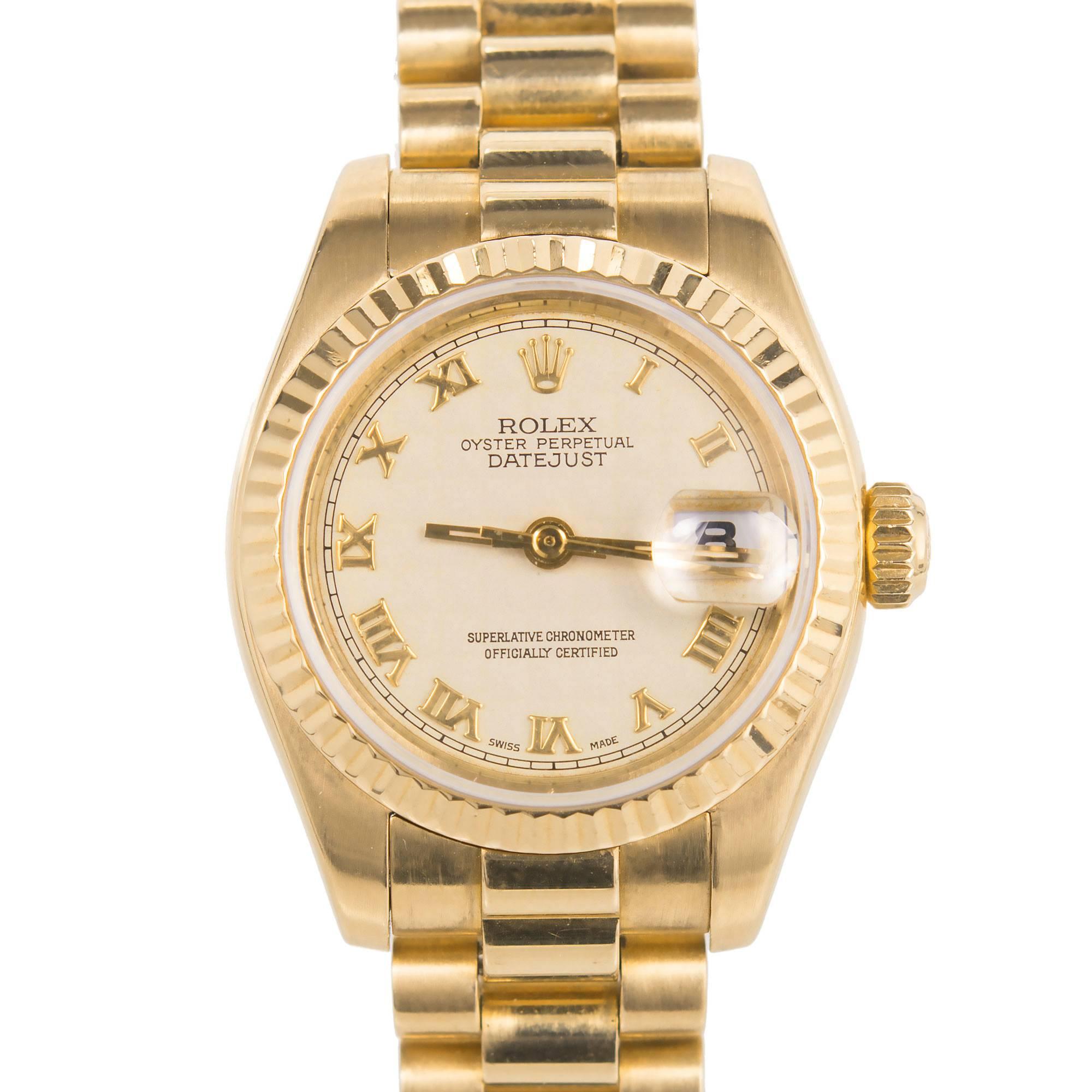 Rolex Lady's Gelbgold Datejust Armbanduhr Ref 179178, um 2002