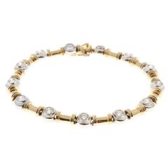Diamond Two Tone Yellow White Gold Hinged Bracelet 2