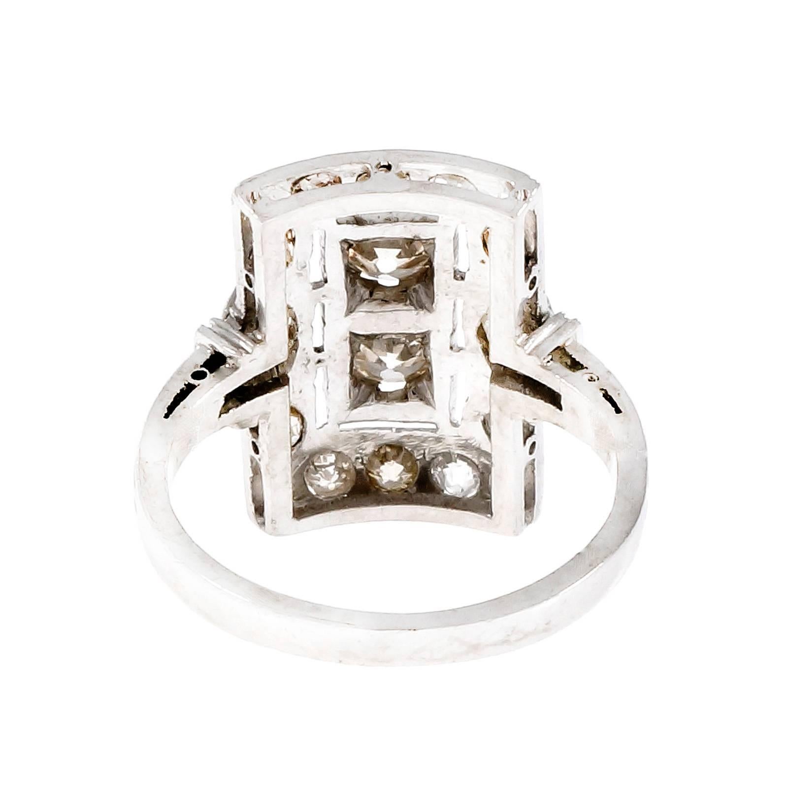 Art Deco Old European Cut Diamond Platinum Ring  Circa 1920 2