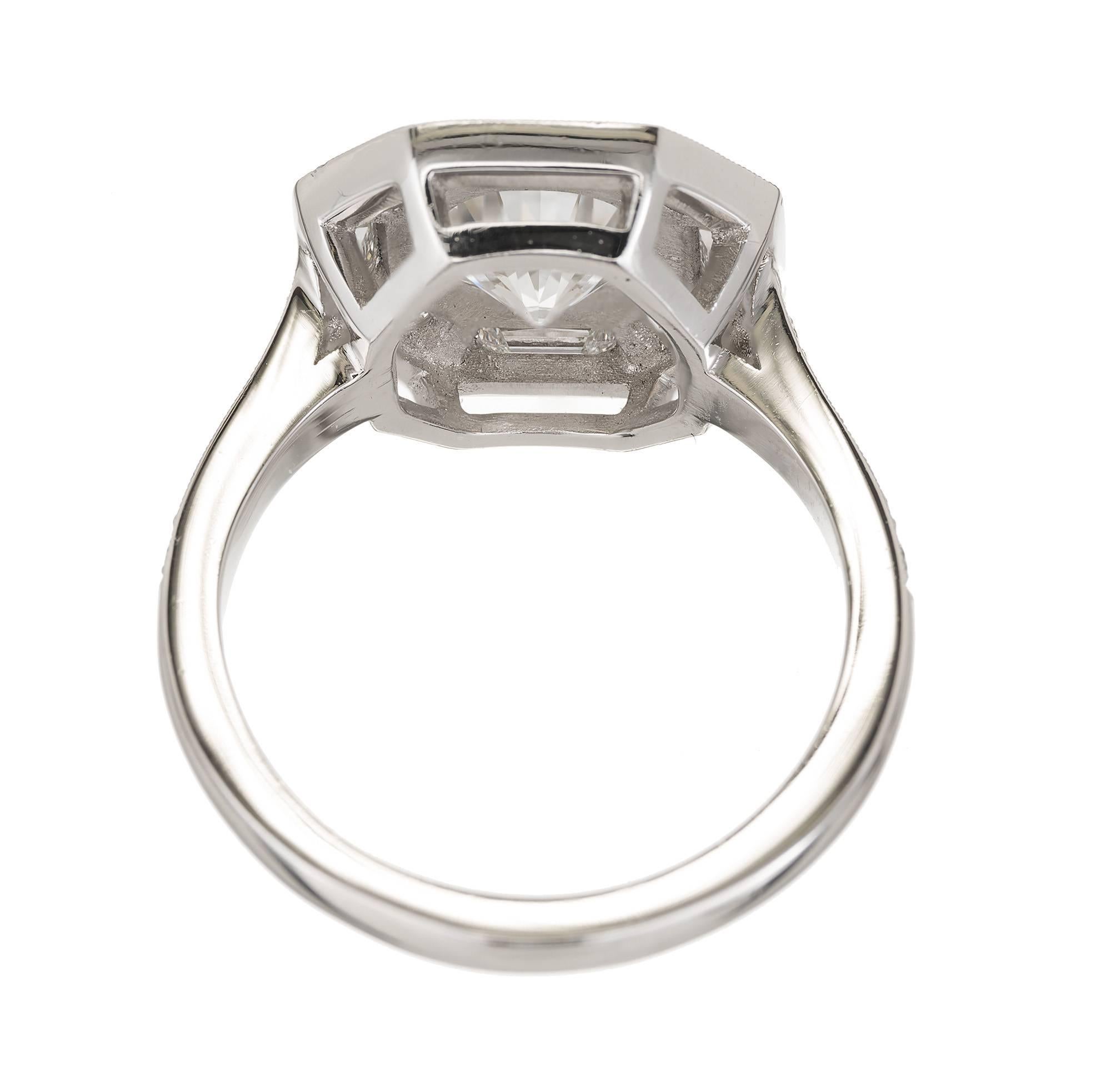 Women's GIA Certified Peter Suchy 1.26 Carat Diamond Octagonal Platinum Engagement Ring