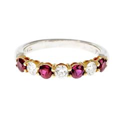 Tiffany & Co Ruby Diamond Gold Platinum Wedding Band Ring