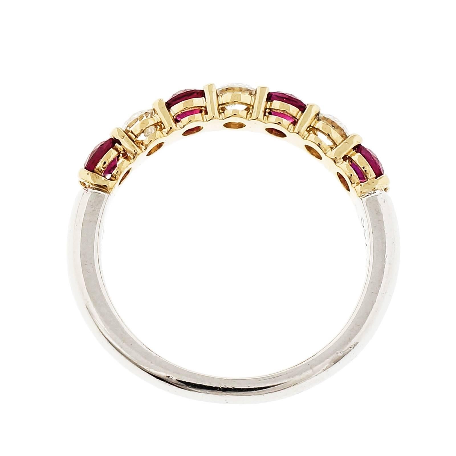 Women's Tiffany & Co Ruby Diamond Gold Platinum Wedding Band Ring 