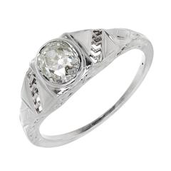 1930s Art Deco Old Mine Brilliant Cut Diamond Gold Engagement Ring 5