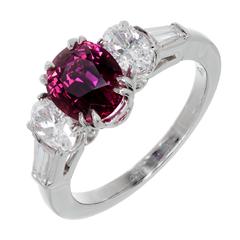 Peter Suchy Burma Myanmar Red Ruby Diamond Platinum Engagement Ring 7