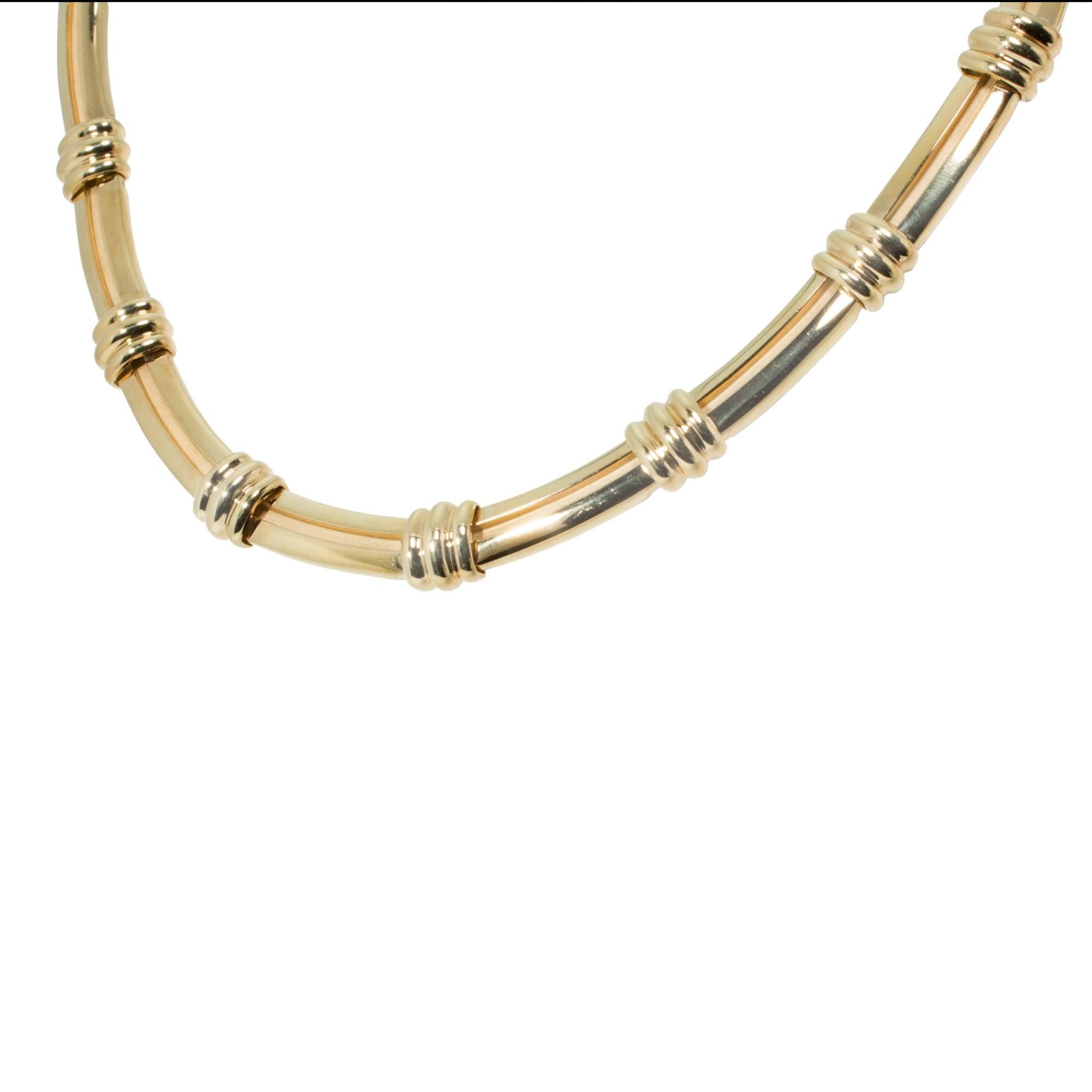 Tiffany & Co. 18k Yellow Gold Atlas Necklace

Length: 16.50 inches
Grams: 75.5
18k Yellow Gold
Stamped: 750
Hallmark: Tiffany + Co c1995
Width: 10.51
Thickness: 5.89

