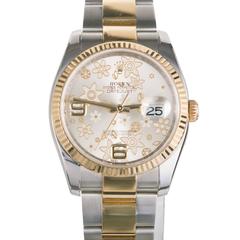 Rolex Ladies Yellow Gold Stainless Steel Flower Datejust Wristwatch Ref 116233 3