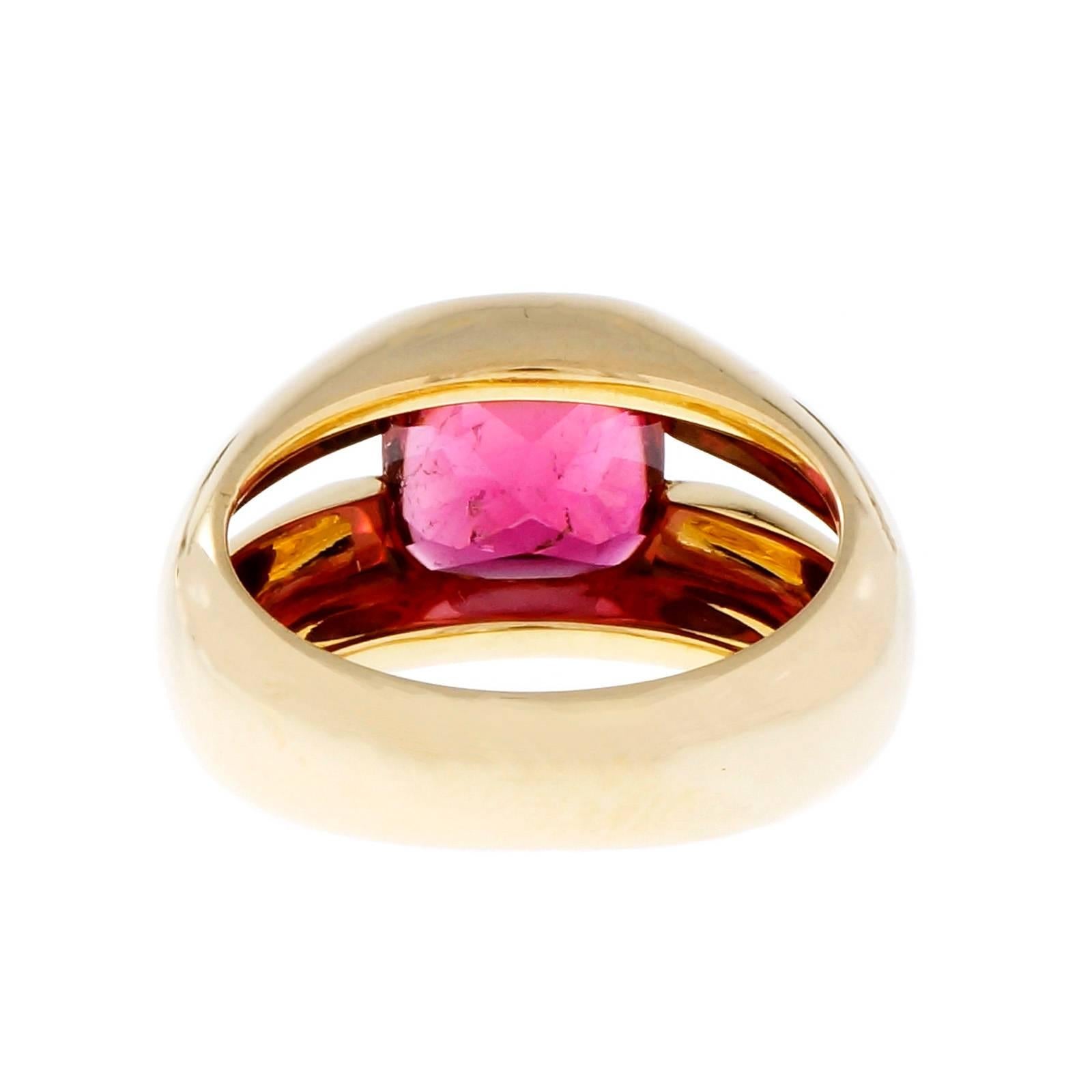 Tiffany & Co. Cushion Pink Tourmaline Gold Ring  2