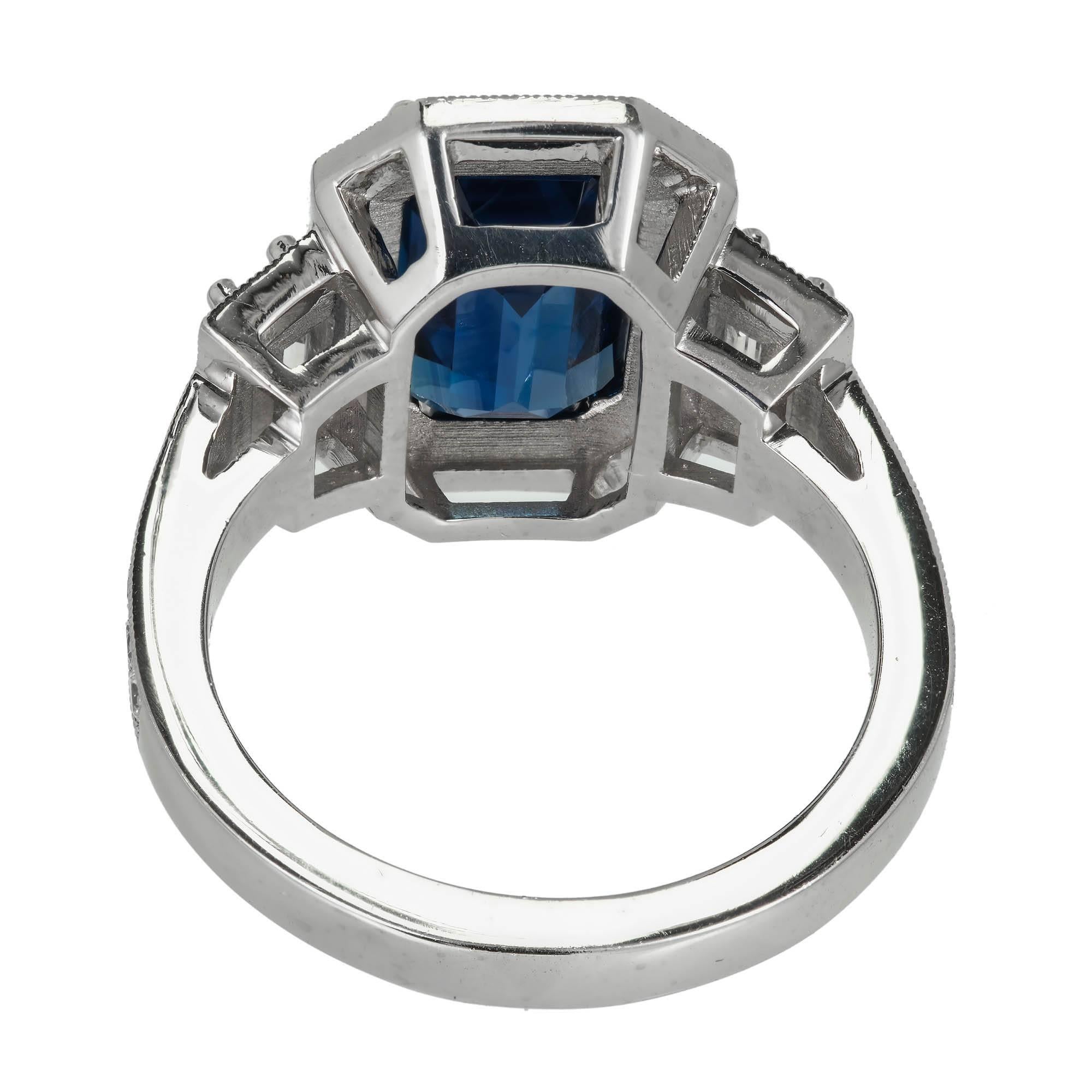 Verlobungsring, GIA 3,88 Karat Saphir Halo Diamant Platin von Peter Suchy im Angebot 2