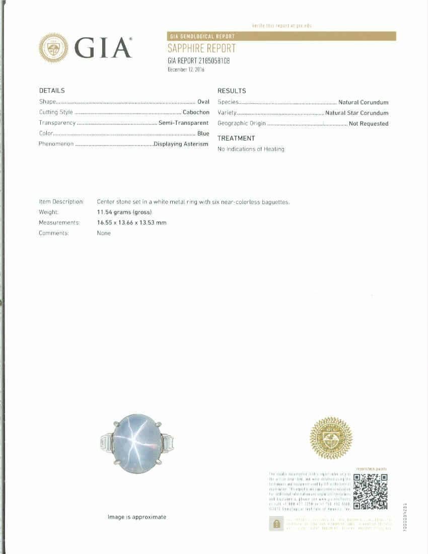 Platin-Verlobungsring mit GIA-zertifiziertem 30,00 Sternsaphir und Diamant im Art déco-Stil im Zustand „Gut“ im Angebot in Stamford, CT