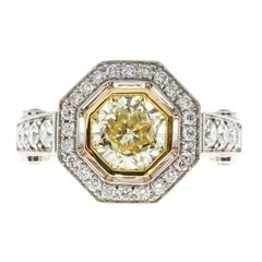 Peter Suchy 1.12 Carat Light Natural Yellow Diamond Platinum Engagement Ring
