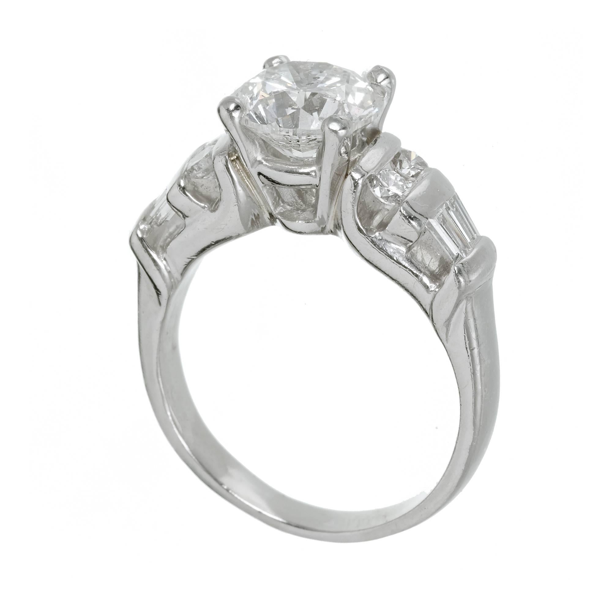 EGL Certified 2.00 Carat Round Baguette Diamond Platinum Ring 3