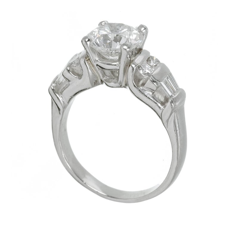 EGL Certified 2.00 Carat Round Baguette Diamond Platinum Ring For Sale ...