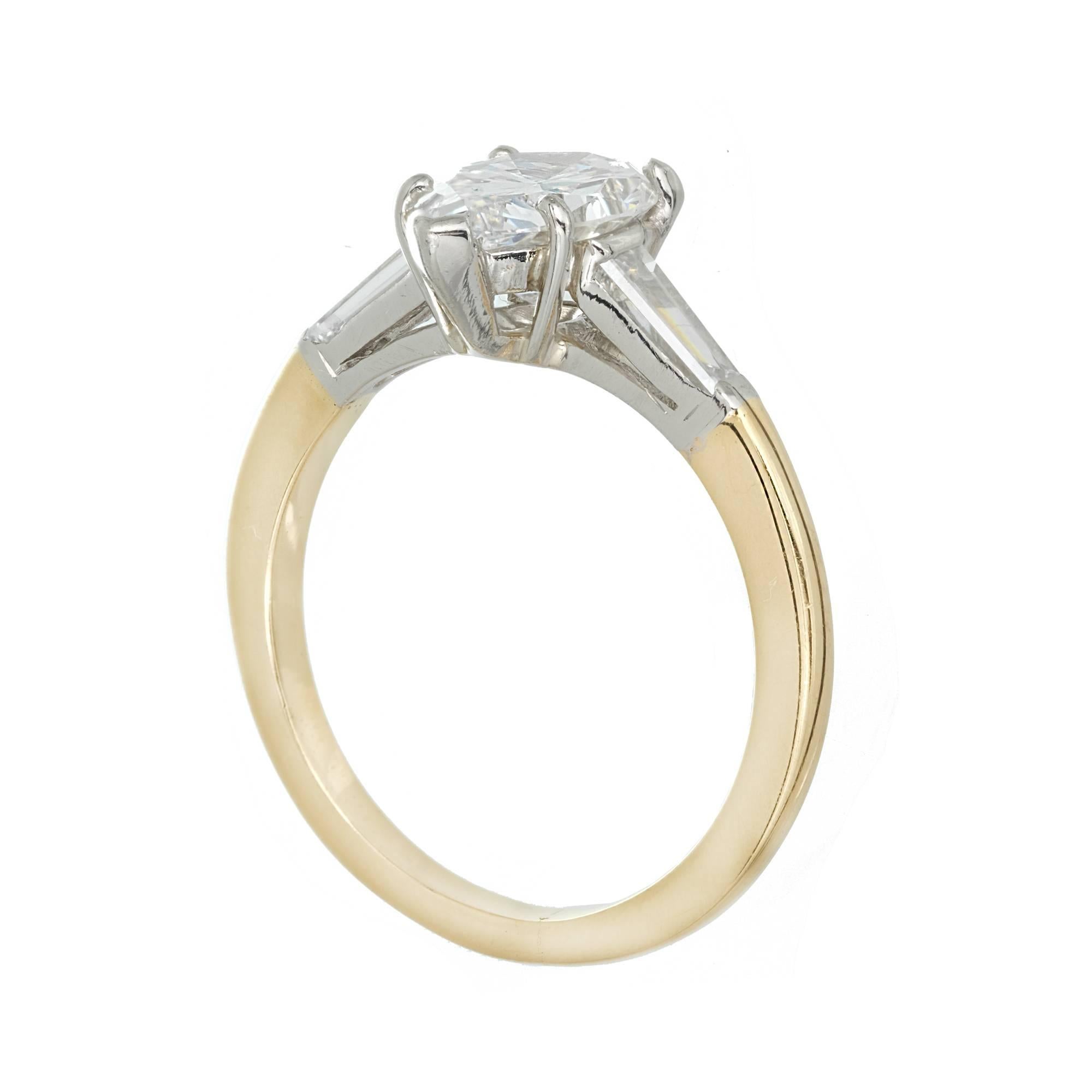 Women's Oscar Heyman GIA Certified 1.45 Carat Pear Diamond Gold Platinum Engagement Ring