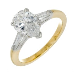 Oscar Heyman GIA Certified 1.45 Carat Pear Diamond Gold Platinum Engagement Ring
