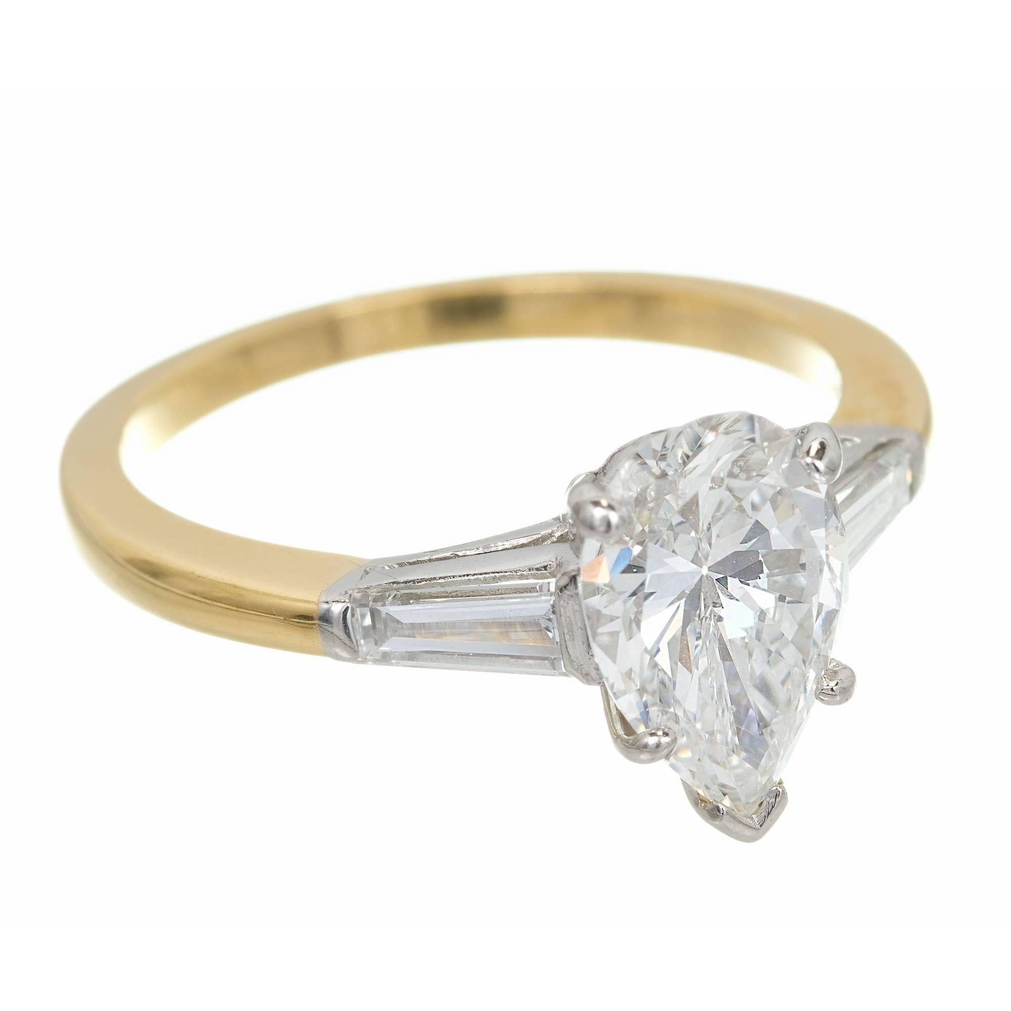 Oscar Heyman GIA Certified 1.45 Carat Pear Diamond Gold Platinum Engagement Ring 3