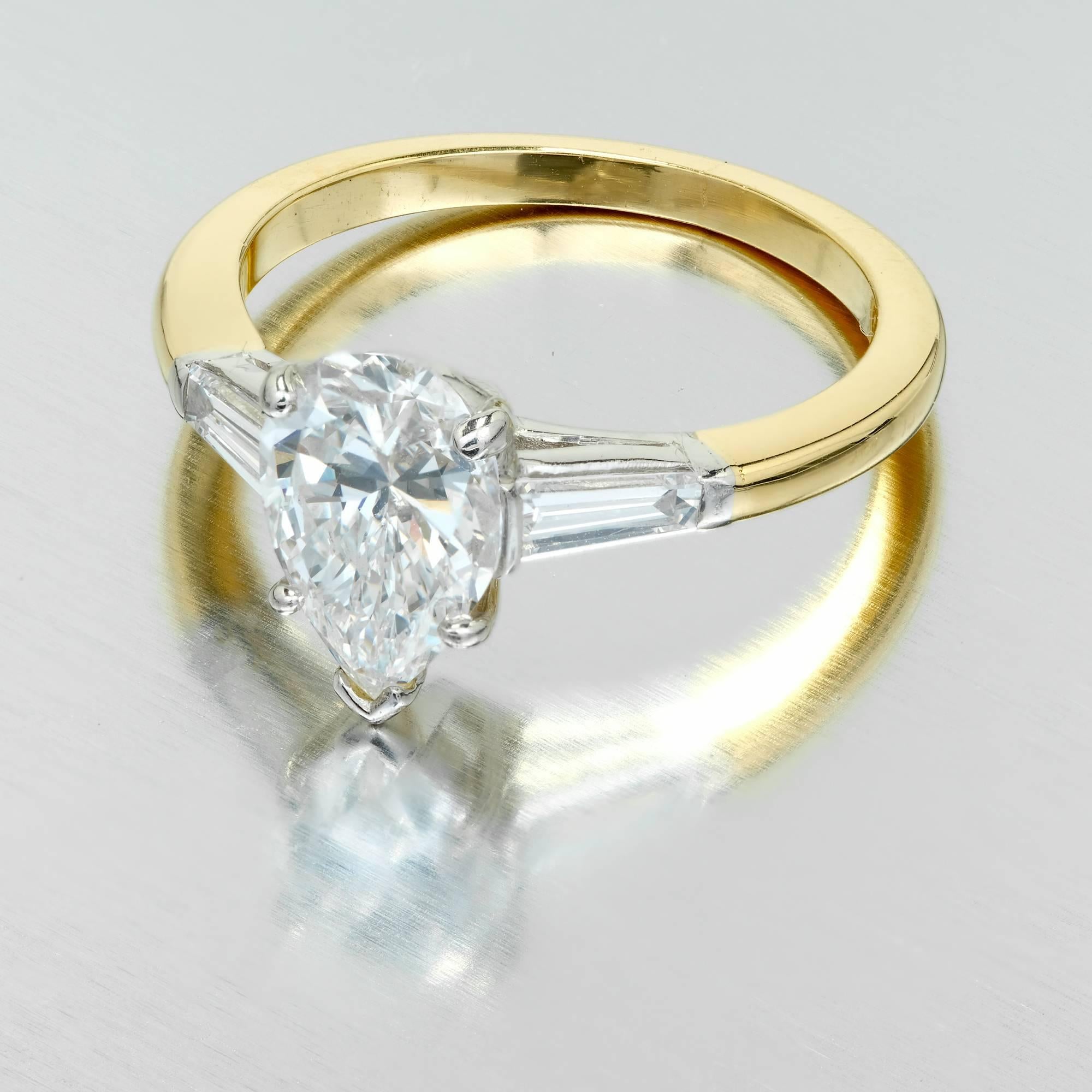 Oscar Heyman GIA Certified 1.45 Carat Pear Diamond Gold Platinum Engagement Ring 4