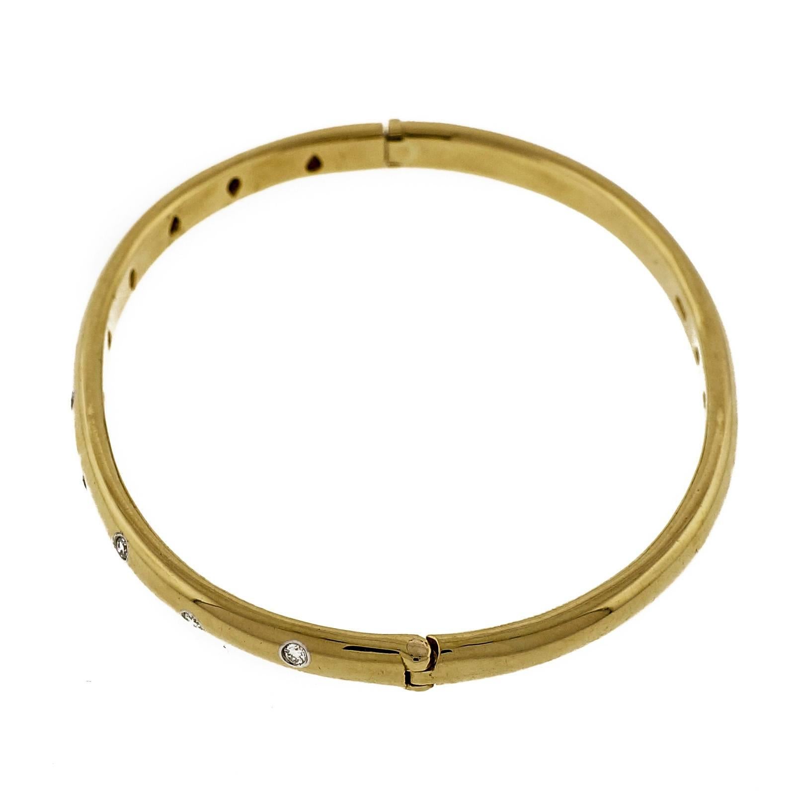 Women's Tiffany Etoile Diamond Yellow Gold Bangle Bracelet