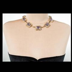 111.11 Carat Amethyst Art Deco Rose Green Gold Necklace