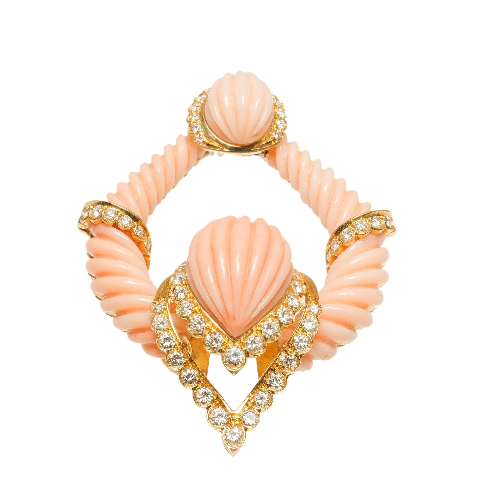 coral diamond necklace