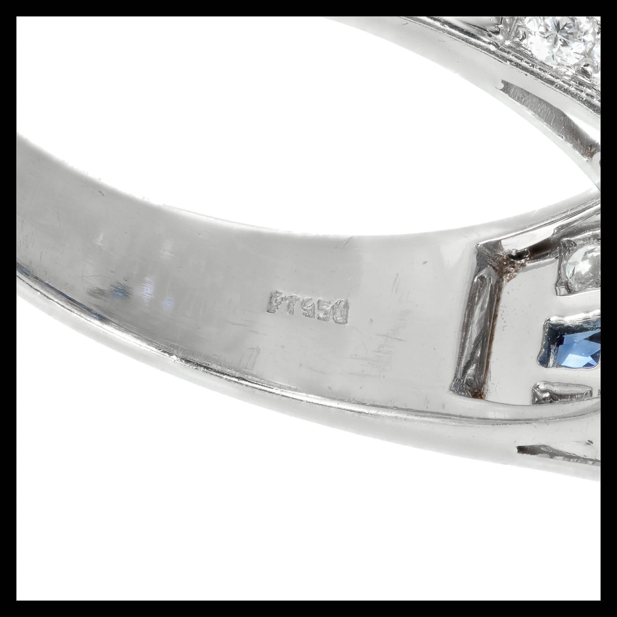 EGL Certified 1.48 Carat Art Deco Sapphire Diamond Platinum Engagement Ring For Sale 4