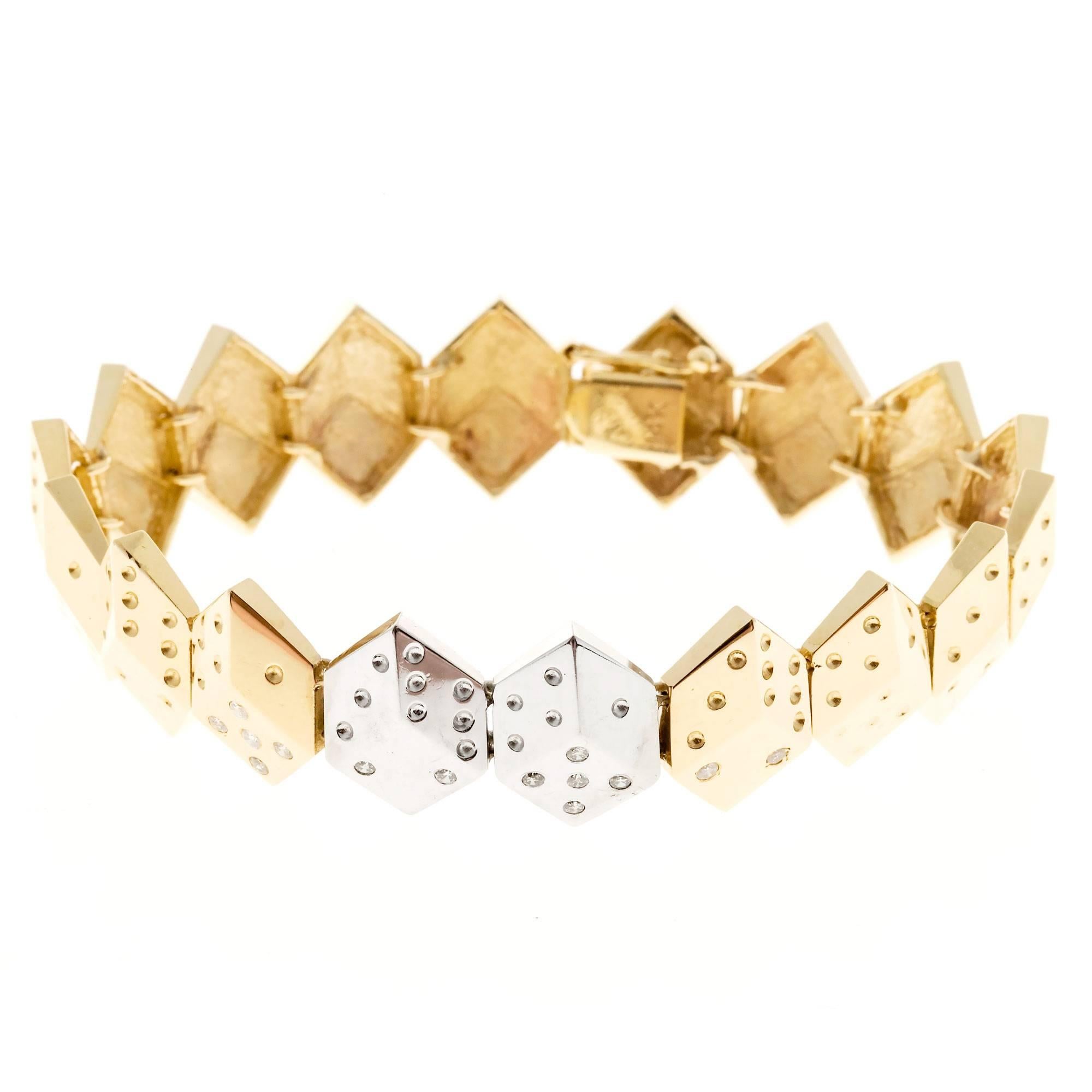 Women's Diamond Gold Dice Bracelet