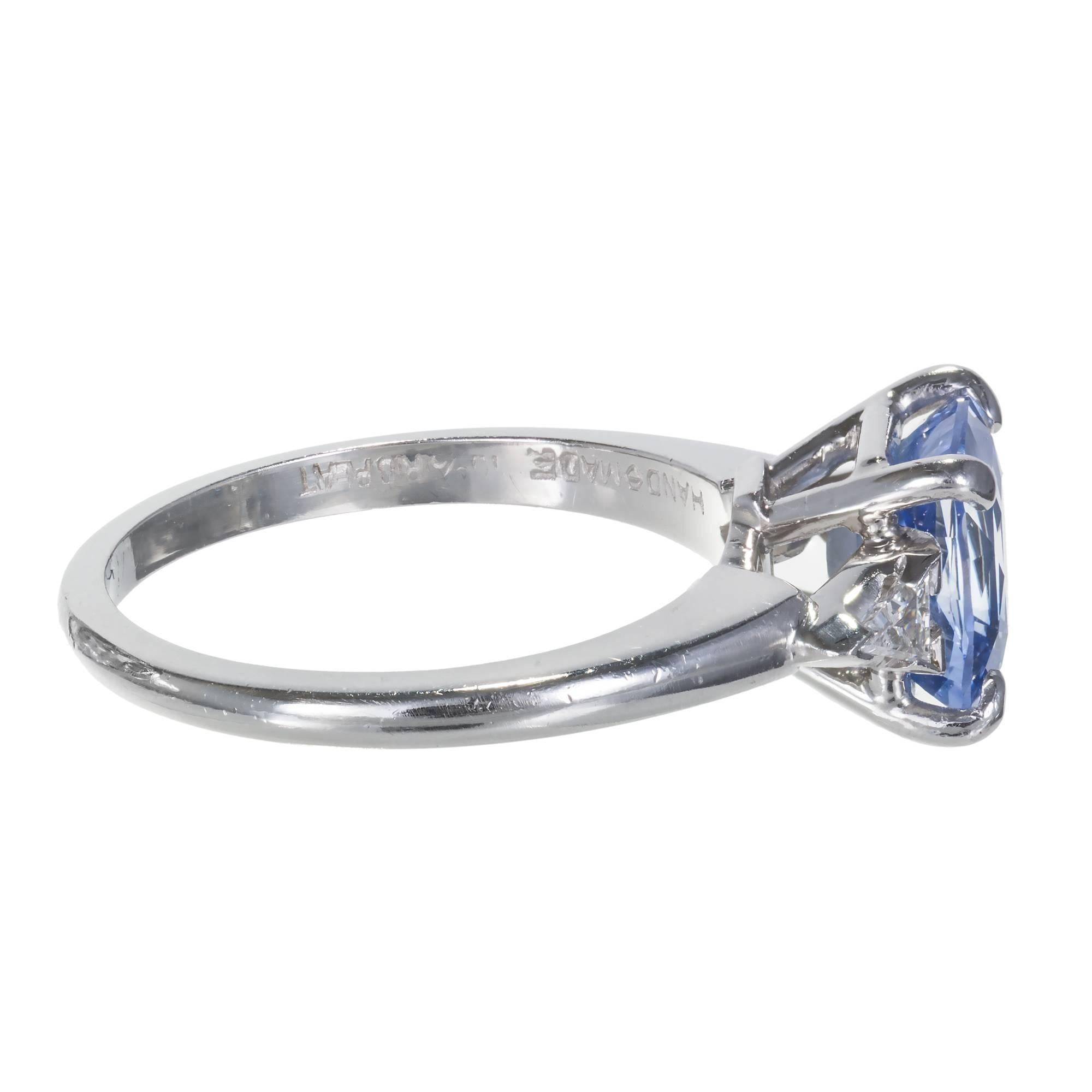 1.99 Carat GIA Certified Blue Sapphire Diamond Platinum Engagement Ring In Good Condition In Stamford, CT