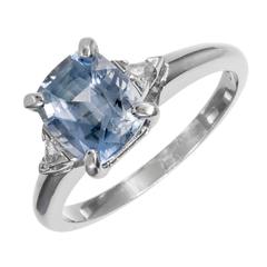 Vintage 1.99 Carat GIA Certified Blue Sapphire Diamond Platinum Engagement Ring