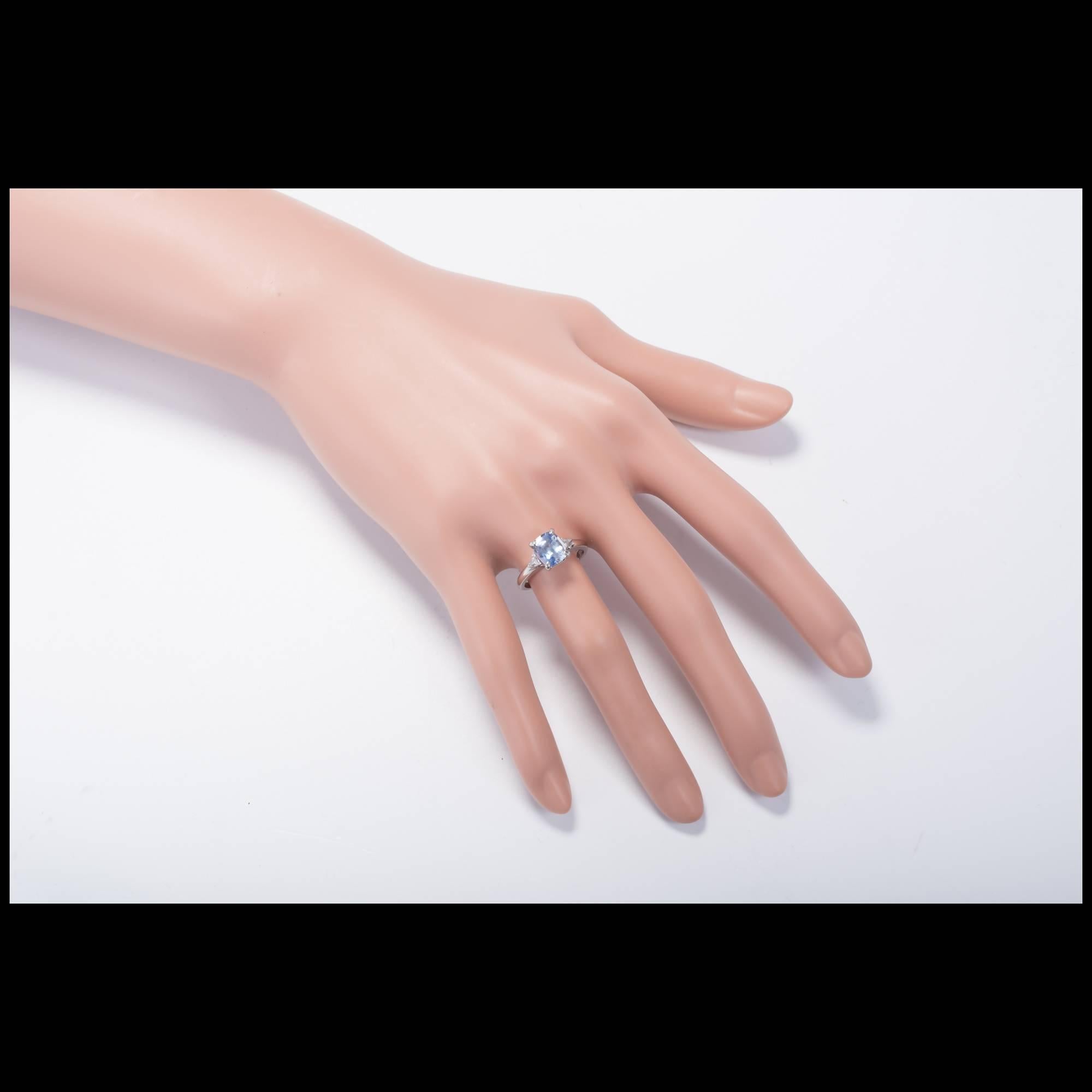 1.99 Carat GIA Certified Blue Sapphire Diamond Platinum Engagement Ring 2