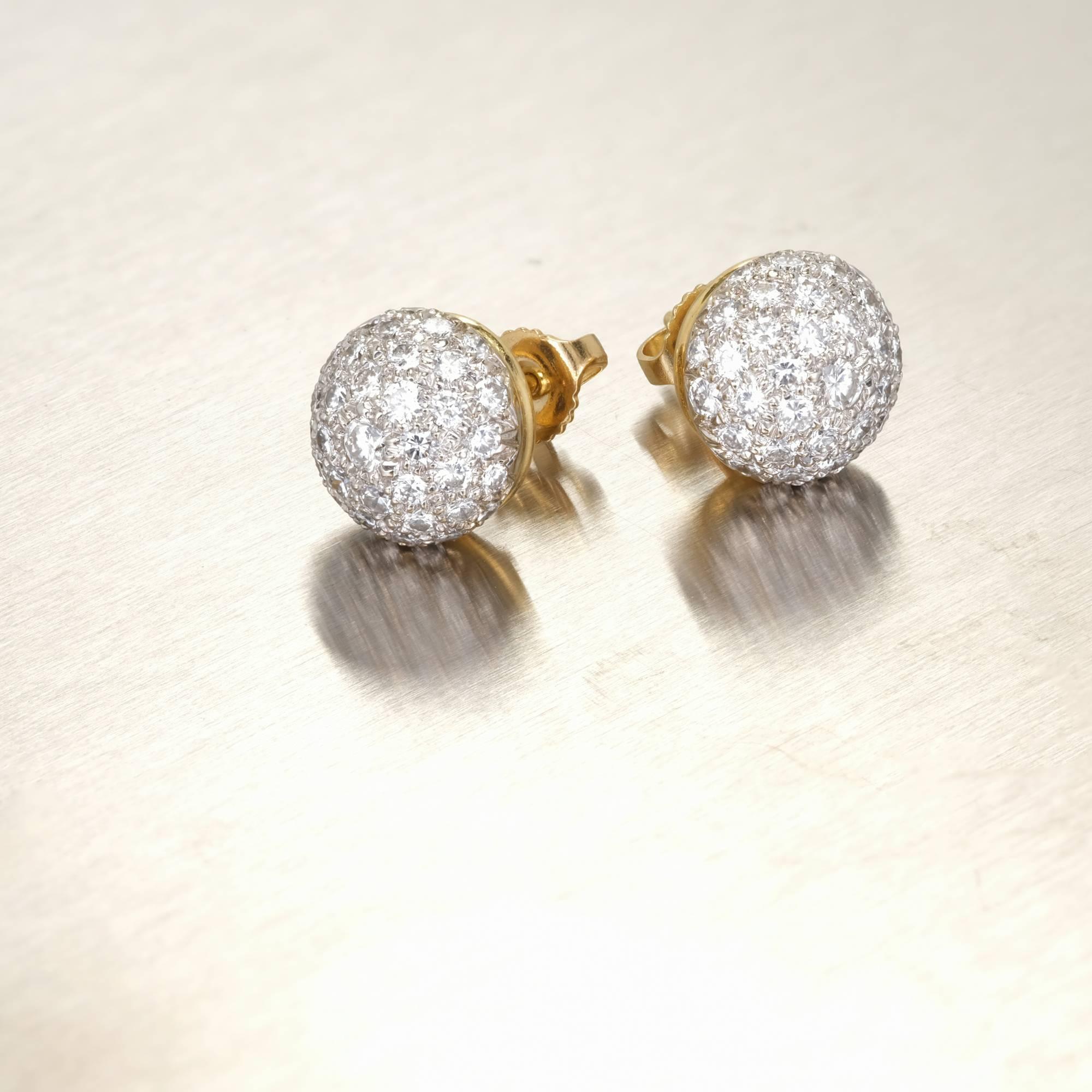 Women's 2.75 Carat Diamond Domed Pave White Gold Earrings