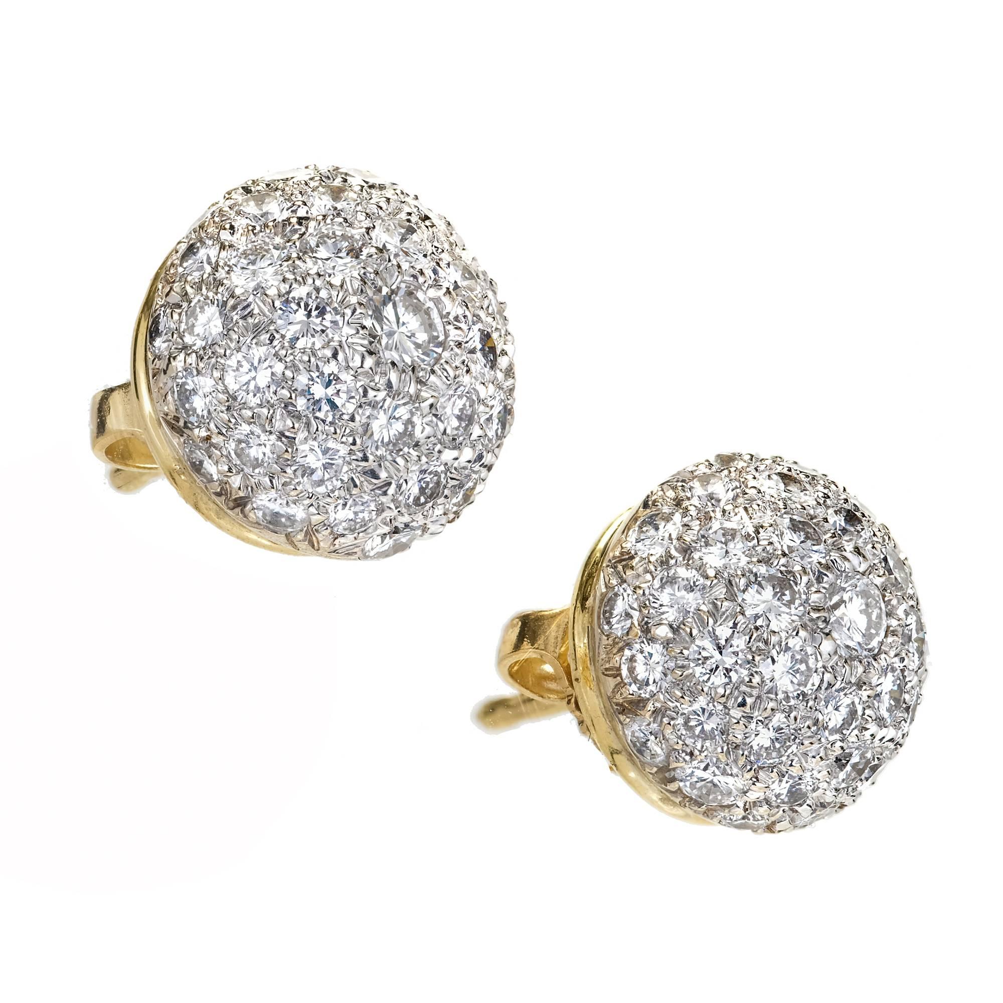 2.75 Carat Diamond Domed Pave White Gold Earrings