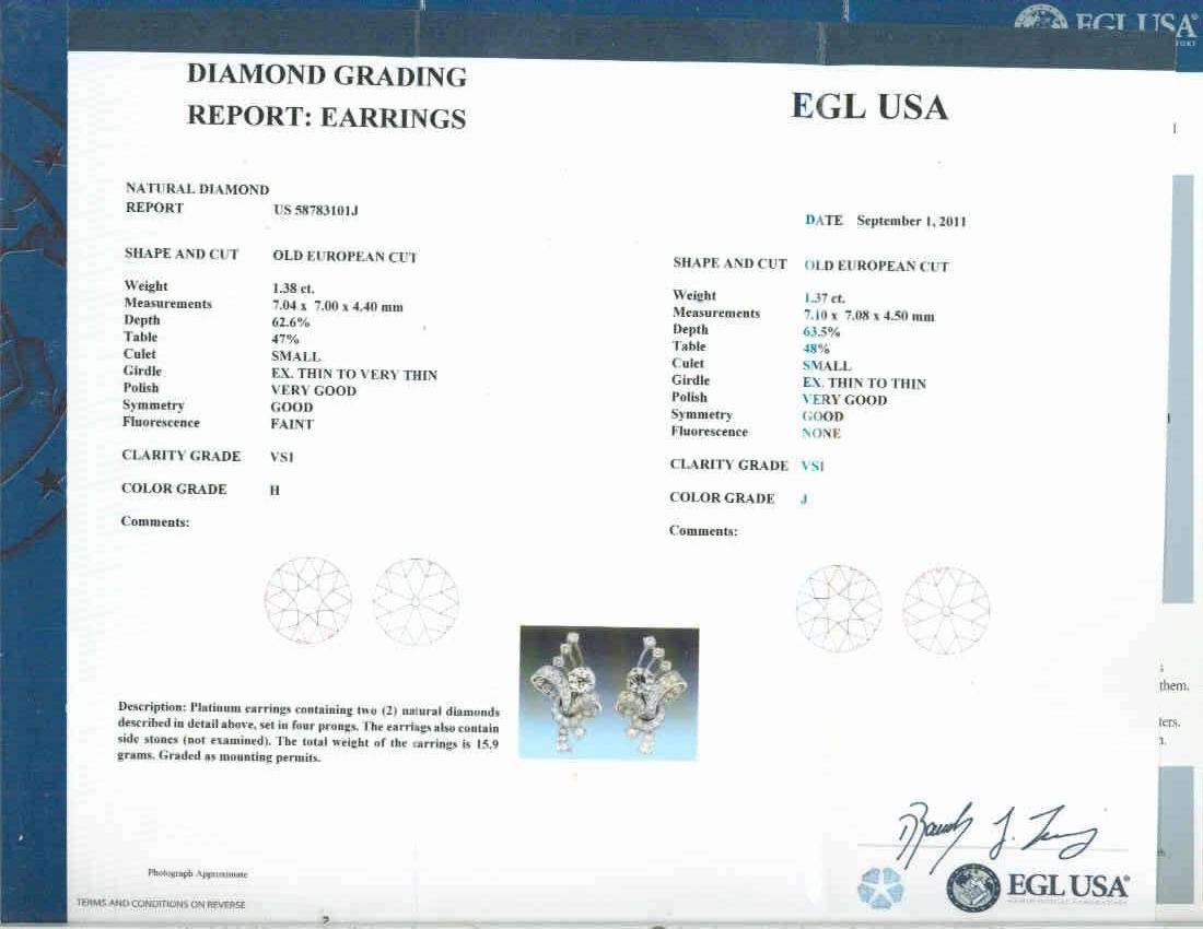 EGL Certified 3.95 Carat White Diamond Platinum Flower Earrings 1