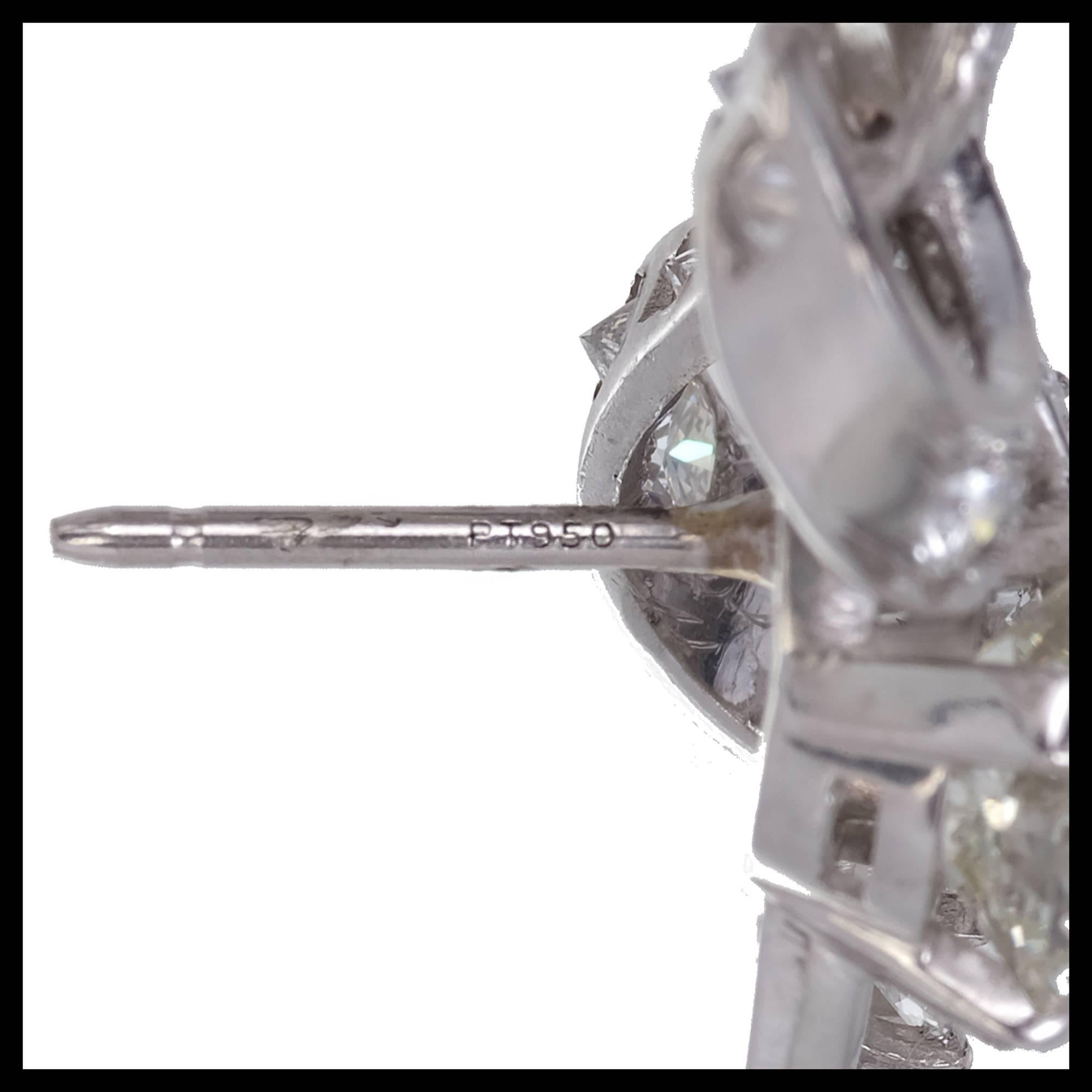 Women's EGL Certified 3.95 Carat White Diamond Platinum Flower Earrings