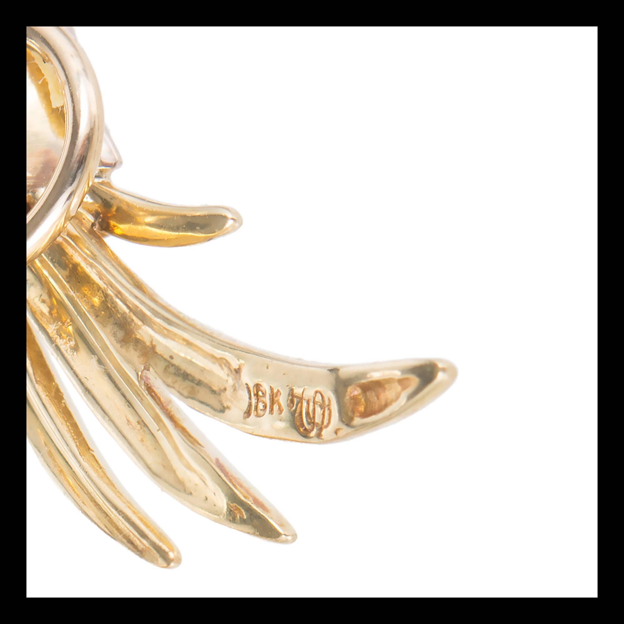 Women's Diamond Yellow Gold Swirl Clip Post Earrings