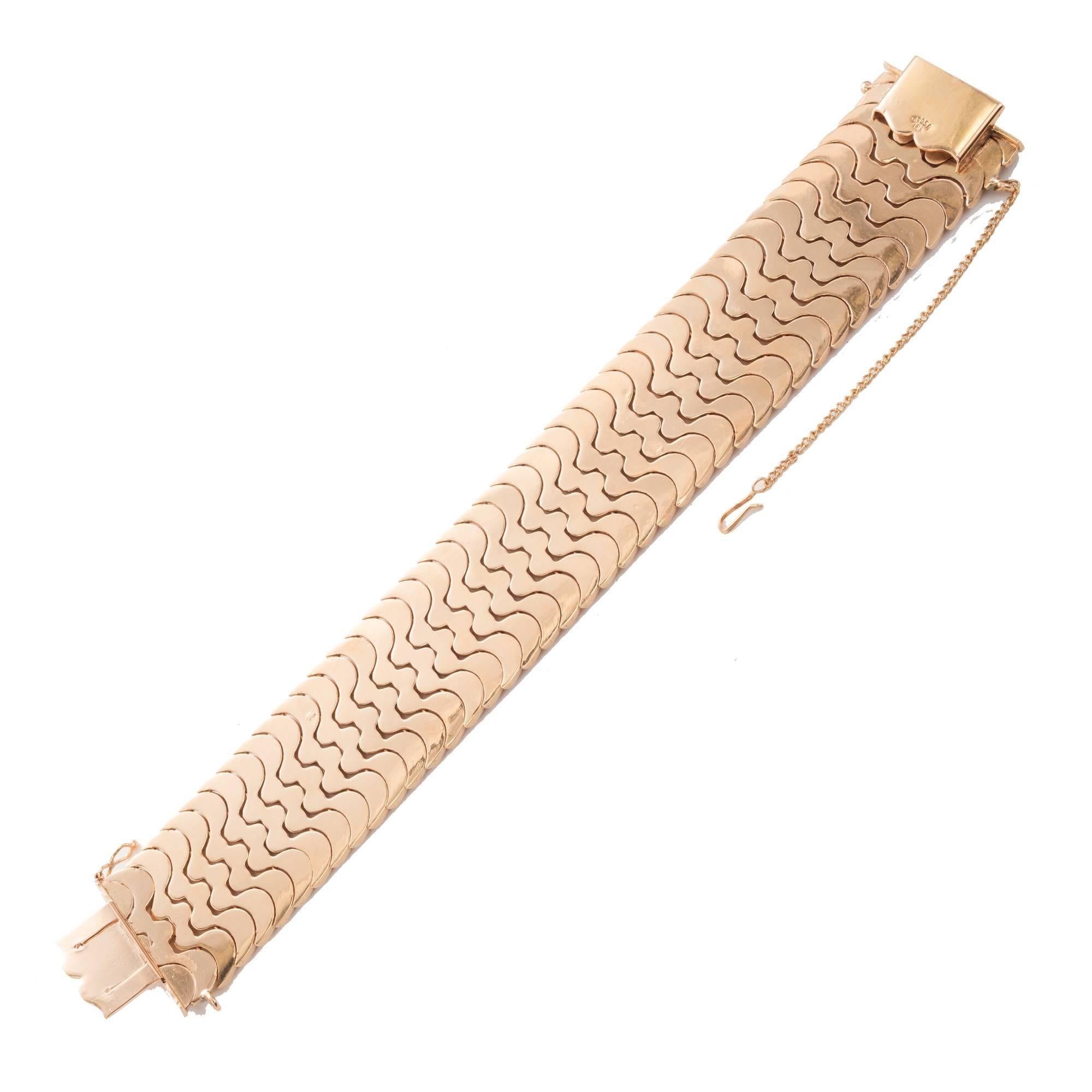 Orosa Midcentury Rose Gold Wide Hinged Link Bracelet 1