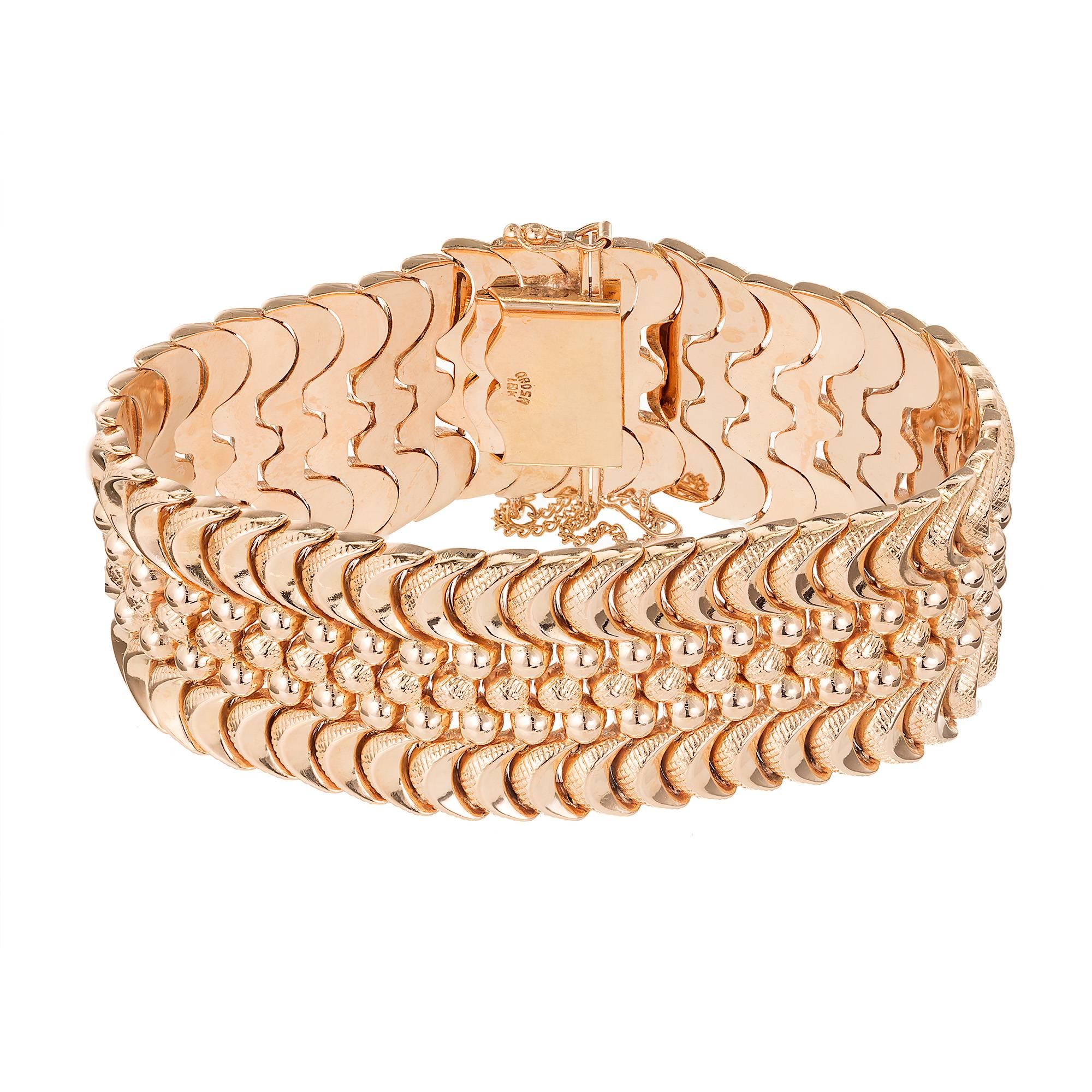 Orosa Midcentury Rose Gold Wide Hinged Link Bracelet