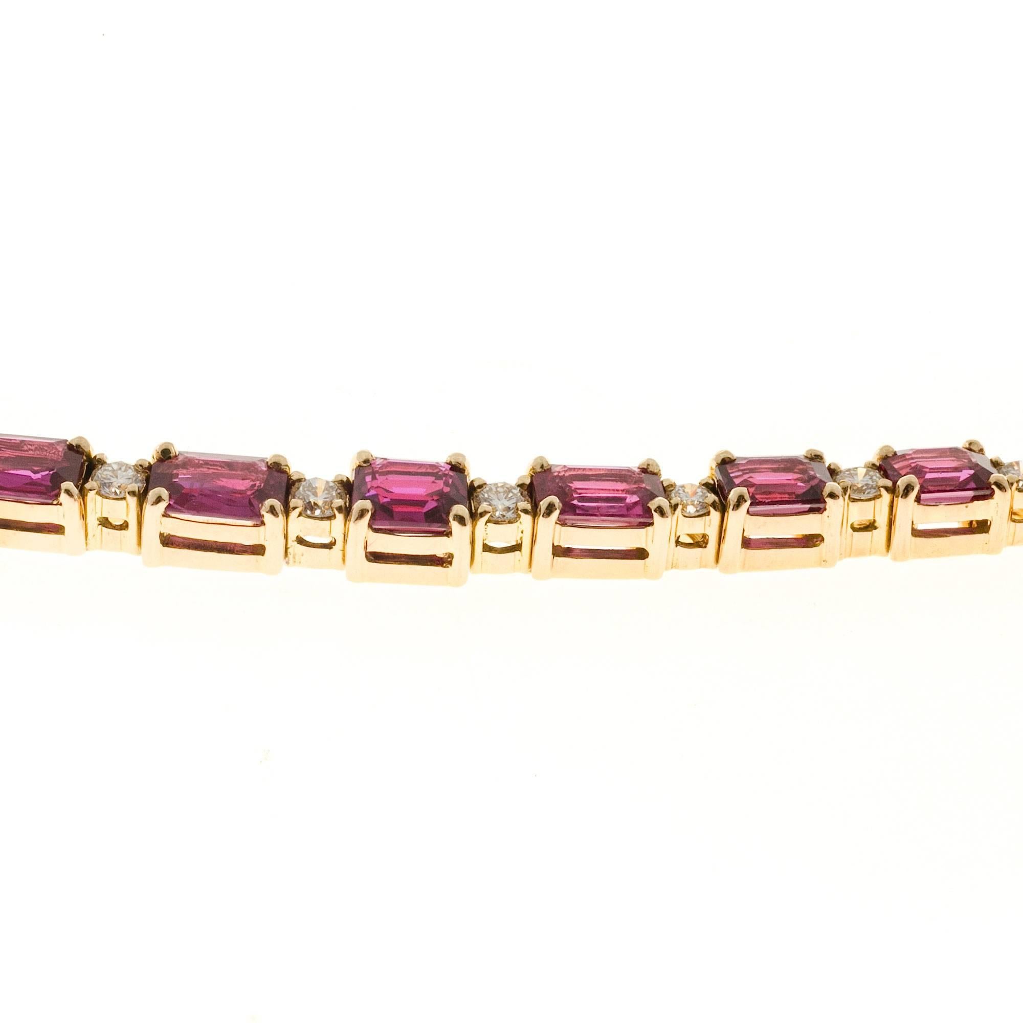 12.99 Carat Ruby Diamond Yellow Gold Bracelet For Sale 1