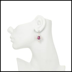 Charles Krypell Rosa Turmalin-Diamant-Gold-Baumel-Ohrring