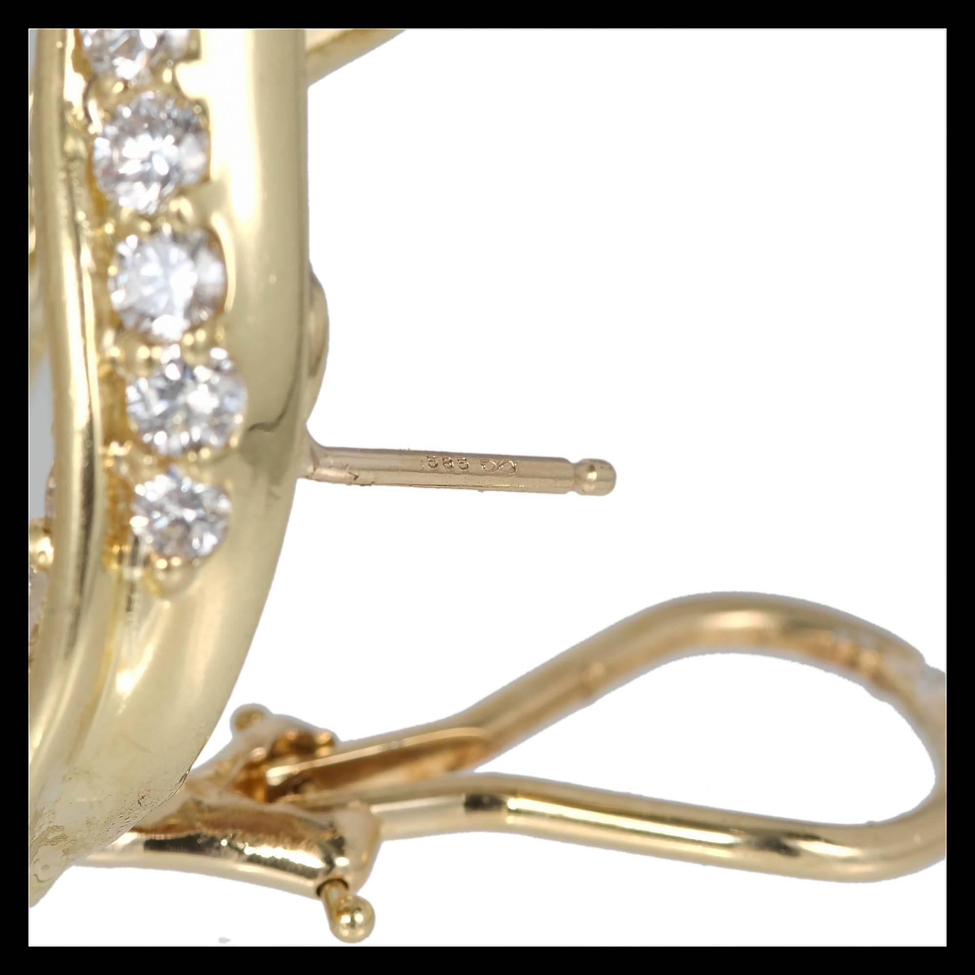 Robin Rotenier 2.50 Carat Diamond Yellow Gold Swirl Clip Post Earrings For Sale 1