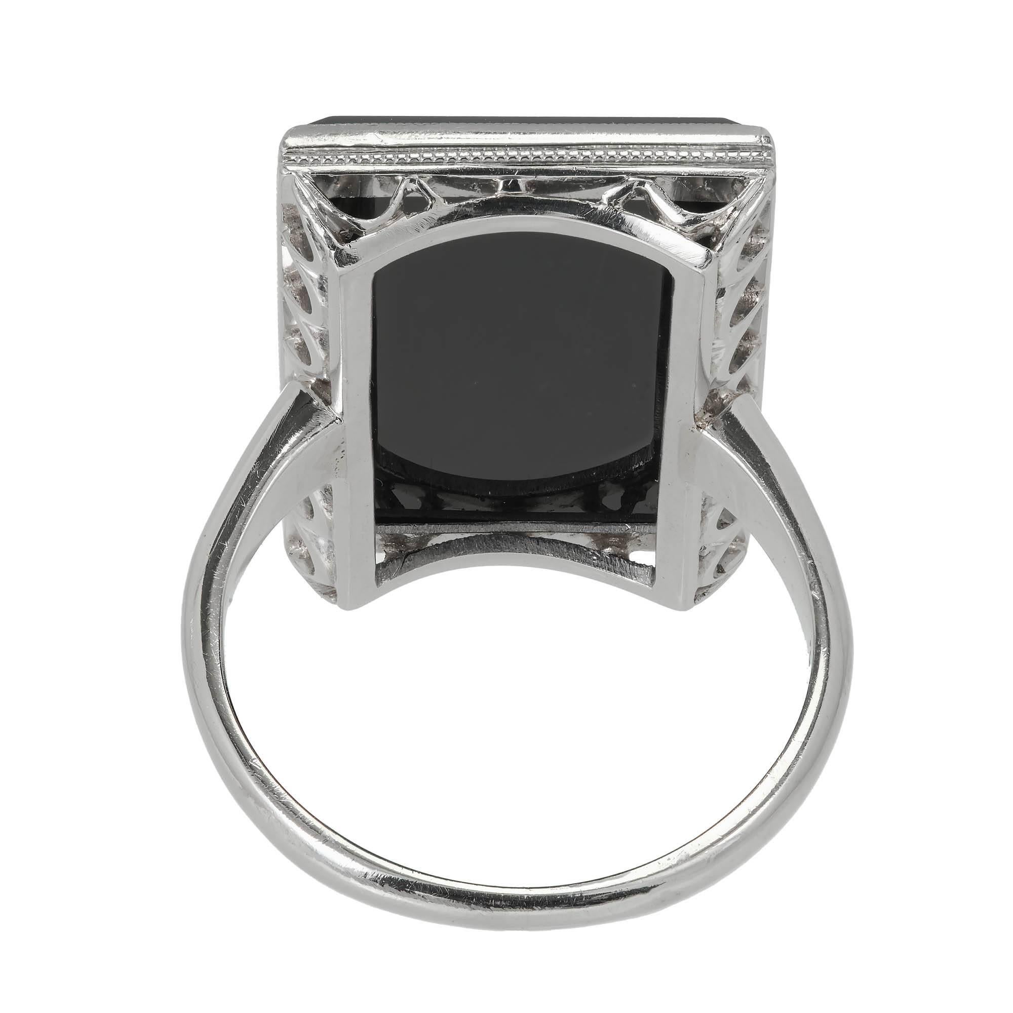 Women's Tiffany & Co. Onyx Platinum Beveled Edge Cocktail Ring