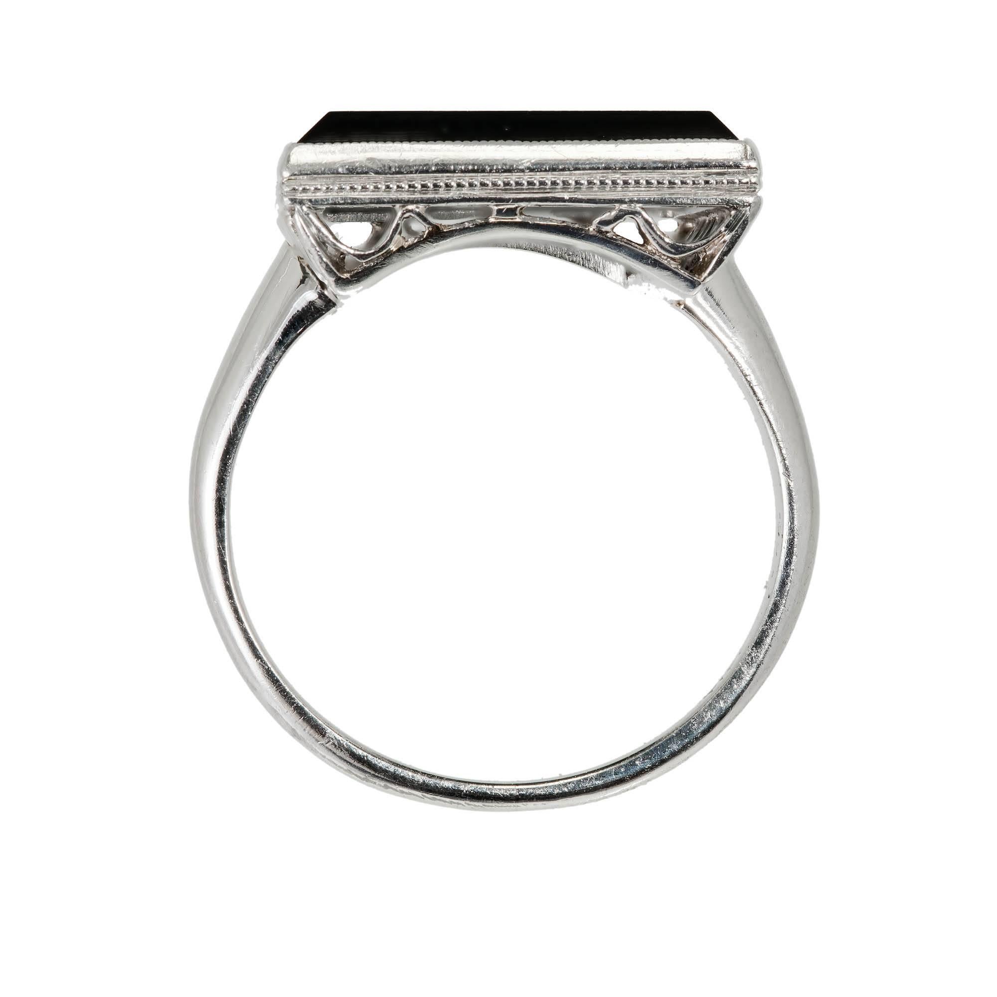 Tiffany & Co. Onyx Platinum Beveled Edge Cocktail Ring 2