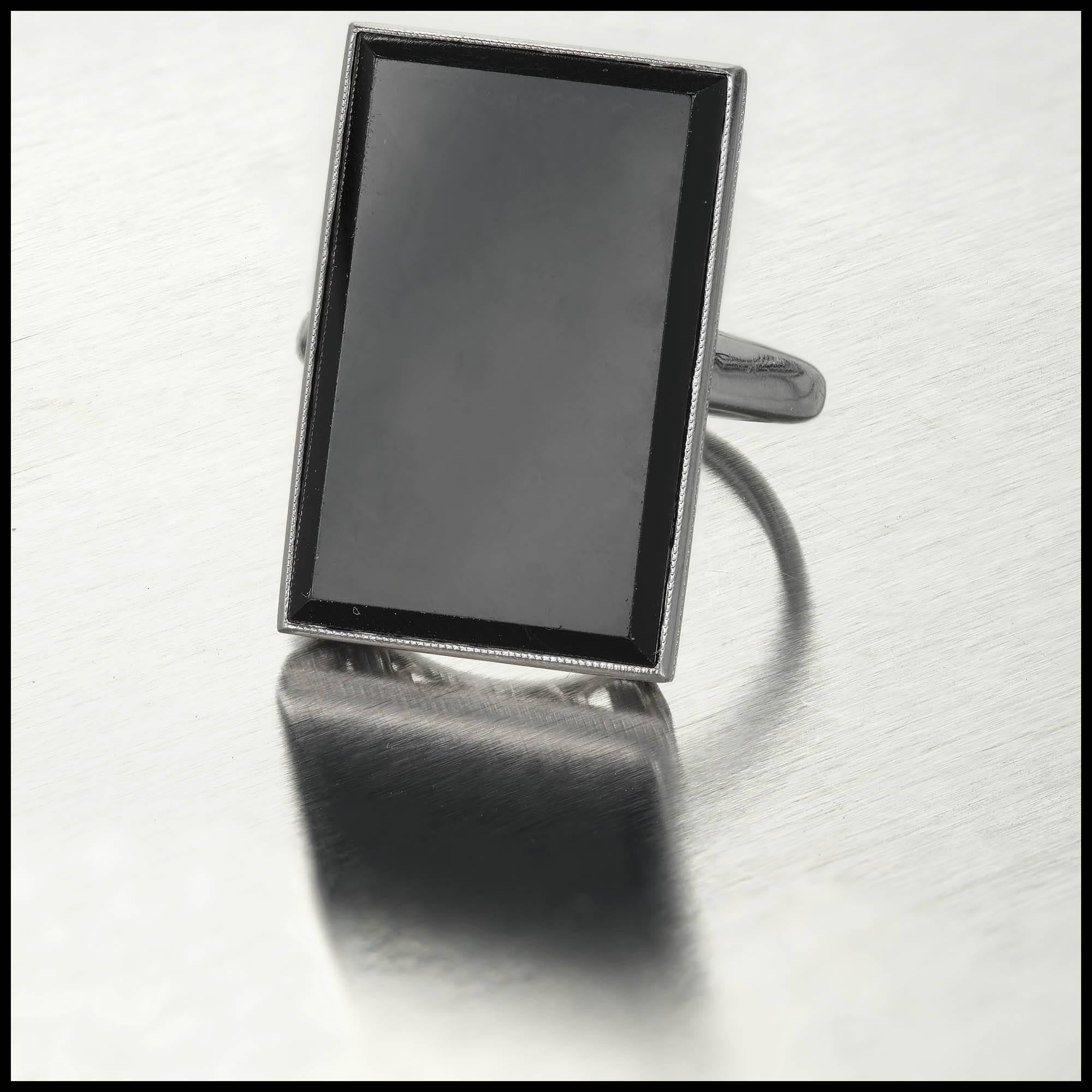 Tiffany & Co. Onyx Platinum Beveled Edge Cocktail Ring 4