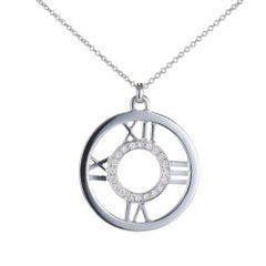 Tiffany & Co. Diamond Round Atlas Numerical Gold Necklace Pendant