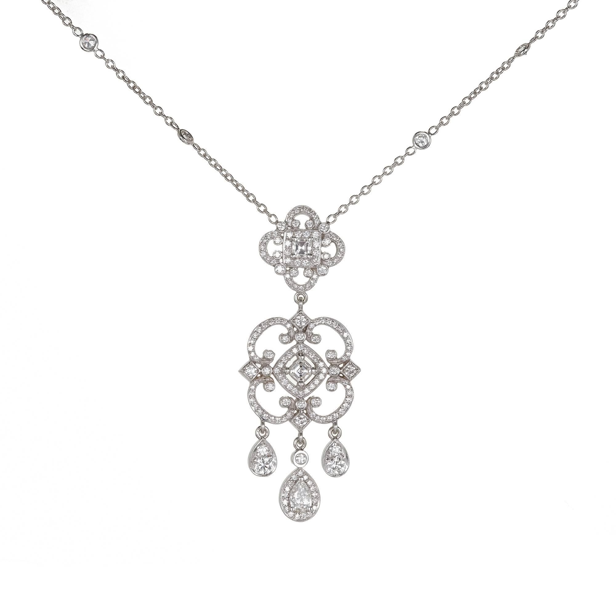 Penny Preville 1.59 Carat Diamond Gold Chandelier Style Pendant Necklace 1